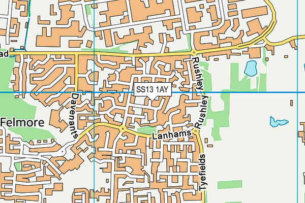 SS13 1AY map - OS VectorMap District (Ordnance Survey)