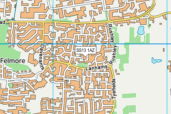 SS13 1AZ map - OS VectorMap District (Ordnance Survey)