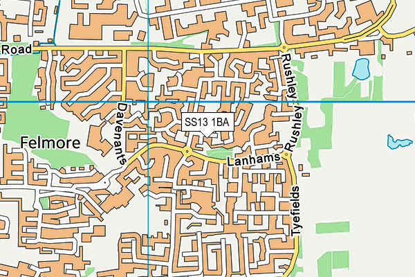 SS13 1BA map - OS VectorMap District (Ordnance Survey)