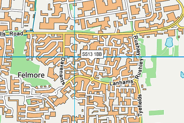 SS13 1BB map - OS VectorMap District (Ordnance Survey)