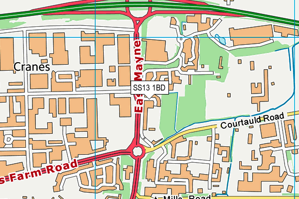 SS13 1BD map - OS VectorMap District (Ordnance Survey)