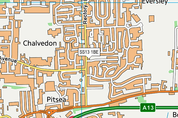 SS13 1BE map - OS VectorMap District (Ordnance Survey)