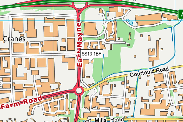 SS13 1BF map - OS VectorMap District (Ordnance Survey)