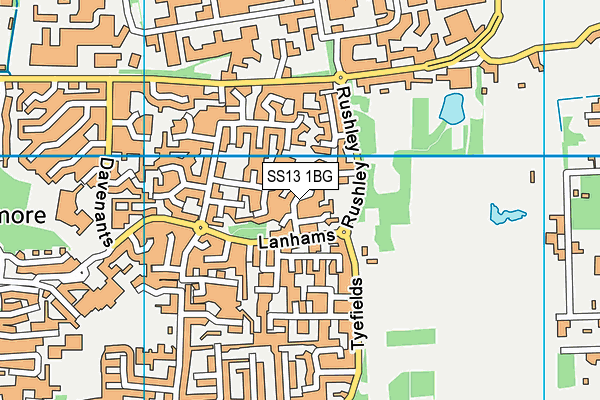 SS13 1BG map - OS VectorMap District (Ordnance Survey)