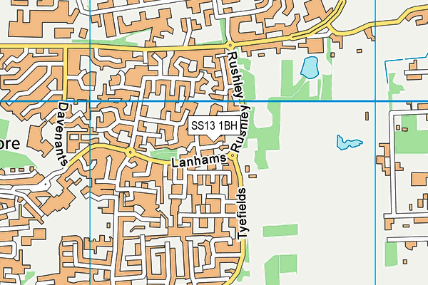 SS13 1BH map - OS VectorMap District (Ordnance Survey)