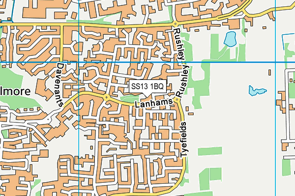 SS13 1BQ map - OS VectorMap District (Ordnance Survey)