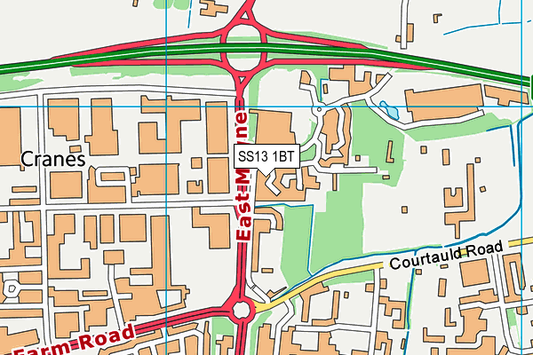 SS13 1BT map - OS VectorMap District (Ordnance Survey)