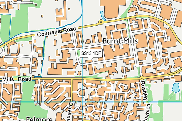 SS13 1DF map - OS VectorMap District (Ordnance Survey)