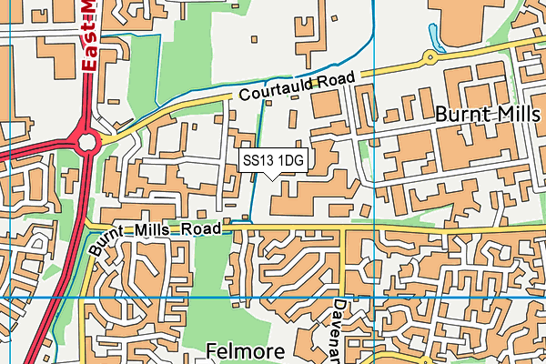 SS13 1DG map - OS VectorMap District (Ordnance Survey)