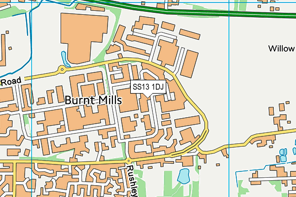 SS13 1DJ map - OS VectorMap District (Ordnance Survey)