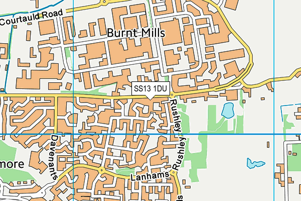 SS13 1DU map - OS VectorMap District (Ordnance Survey)