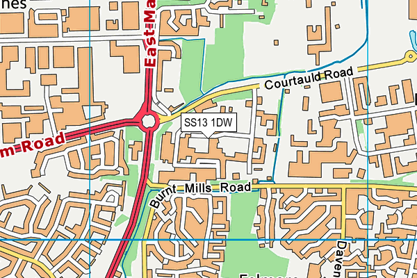 SS13 1DW map - OS VectorMap District (Ordnance Survey)