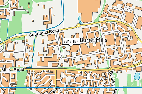 SS13 1EF map - OS VectorMap District (Ordnance Survey)