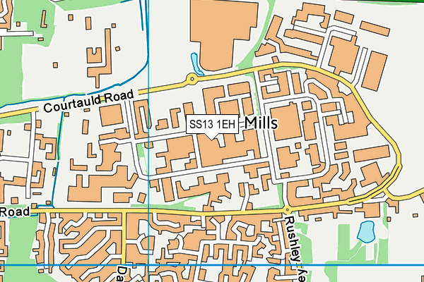 SS13 1EH map - OS VectorMap District (Ordnance Survey)