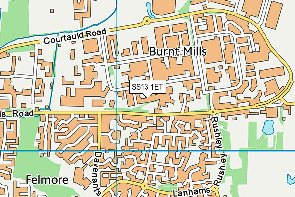 SS13 1ET map - OS VectorMap District (Ordnance Survey)