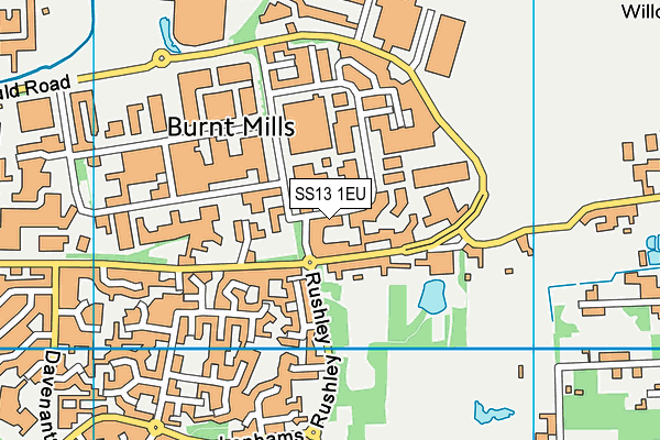 SS13 1EU map - OS VectorMap District (Ordnance Survey)