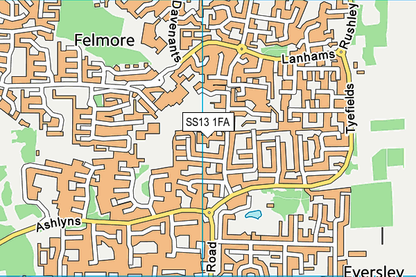 SS13 1FA map - OS VectorMap District (Ordnance Survey)