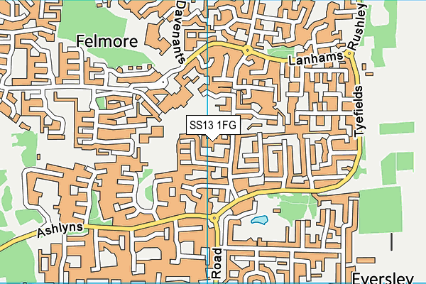 SS13 1FG map - OS VectorMap District (Ordnance Survey)