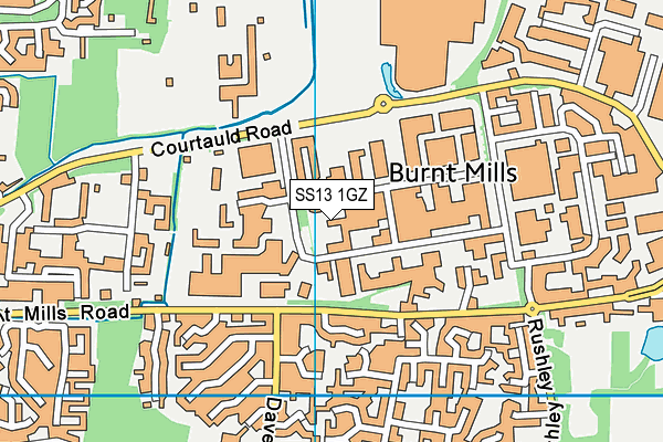 SS13 1GZ map - OS VectorMap District (Ordnance Survey)