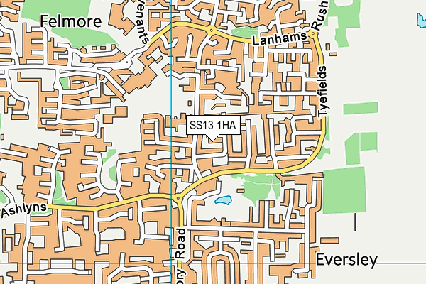 SS13 1HA map - OS VectorMap District (Ordnance Survey)