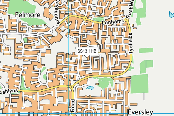 SS13 1HB map - OS VectorMap District (Ordnance Survey)