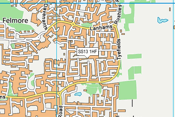 SS13 1HF map - OS VectorMap District (Ordnance Survey)