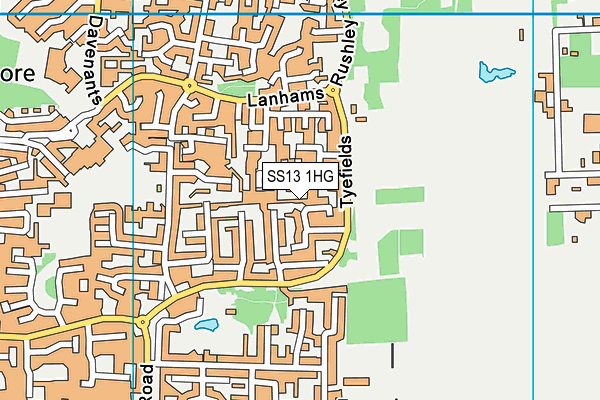 SS13 1HG map - OS VectorMap District (Ordnance Survey)