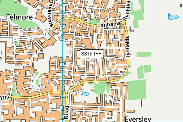 SS13 1HH map - OS VectorMap District (Ordnance Survey)