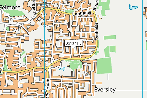 SS13 1HL map - OS VectorMap District (Ordnance Survey)