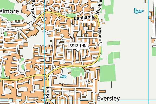 SS13 1HN map - OS VectorMap District (Ordnance Survey)