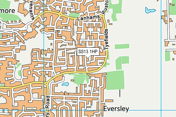 SS13 1HP map - OS VectorMap District (Ordnance Survey)