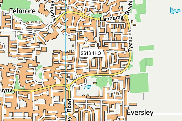 SS13 1HQ map - OS VectorMap District (Ordnance Survey)