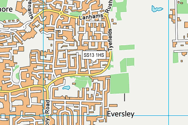 SS13 1HS map - OS VectorMap District (Ordnance Survey)