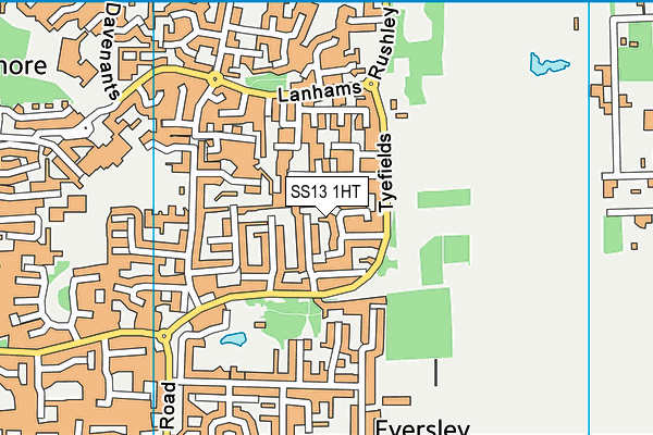 SS13 1HT map - OS VectorMap District (Ordnance Survey)