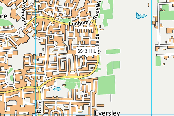 SS13 1HU map - OS VectorMap District (Ordnance Survey)