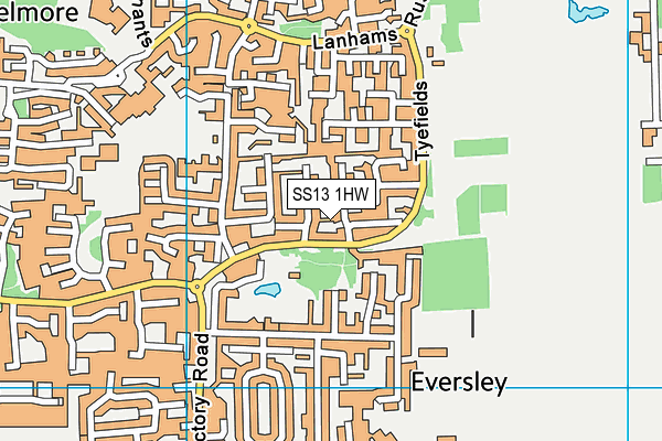 SS13 1HW map - OS VectorMap District (Ordnance Survey)