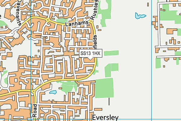 SS13 1HX map - OS VectorMap District (Ordnance Survey)