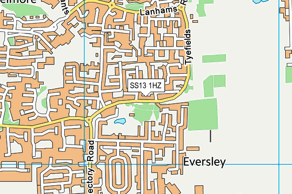 SS13 1HZ map - OS VectorMap District (Ordnance Survey)