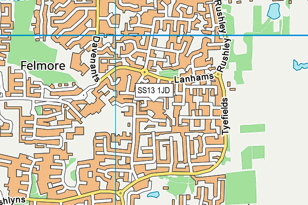 SS13 1JD map - OS VectorMap District (Ordnance Survey)