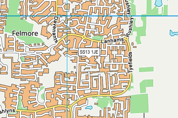 SS13 1JE map - OS VectorMap District (Ordnance Survey)