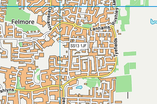 SS13 1JF map - OS VectorMap District (Ordnance Survey)
