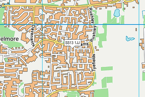 SS13 1JJ map - OS VectorMap District (Ordnance Survey)