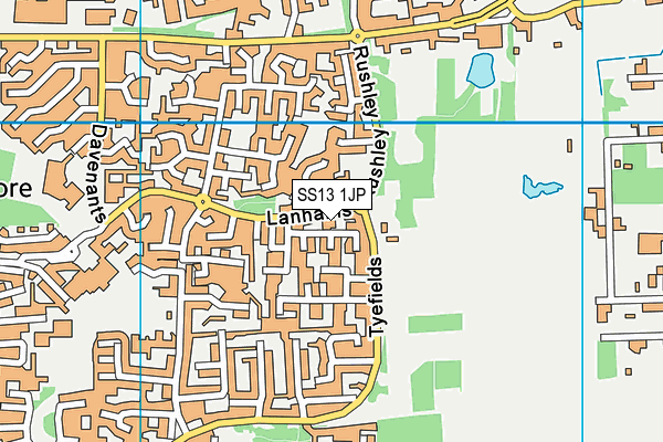 SS13 1JP map - OS VectorMap District (Ordnance Survey)