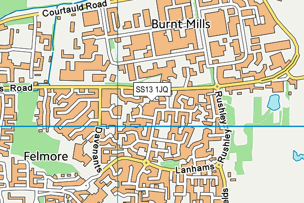 SS13 1JQ map - OS VectorMap District (Ordnance Survey)