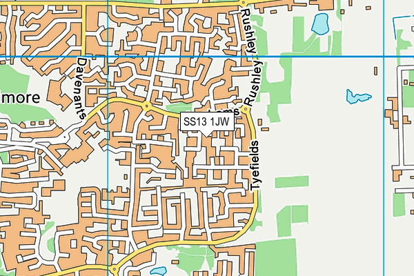 SS13 1JW map - OS VectorMap District (Ordnance Survey)