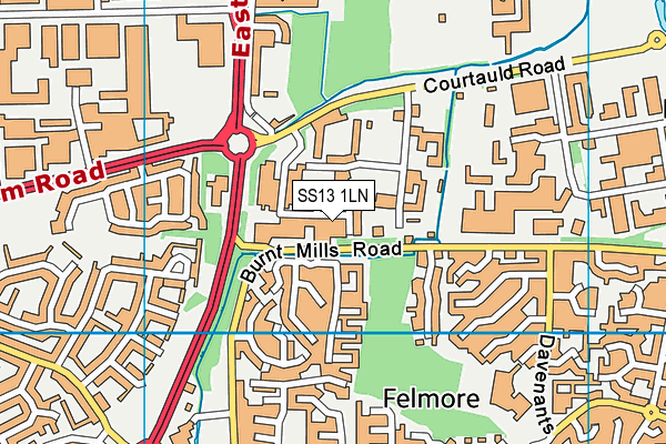 SS13 1LN map - OS VectorMap District (Ordnance Survey)