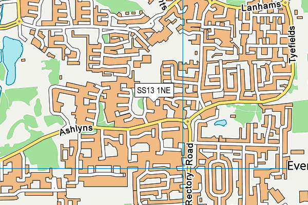 SS13 1NE map - OS VectorMap District (Ordnance Survey)