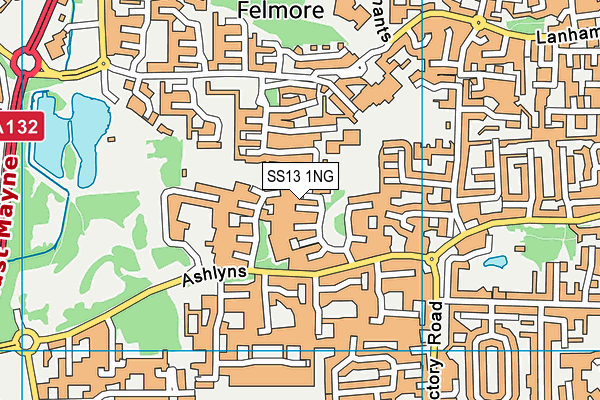 SS13 1NG map - OS VectorMap District (Ordnance Survey)