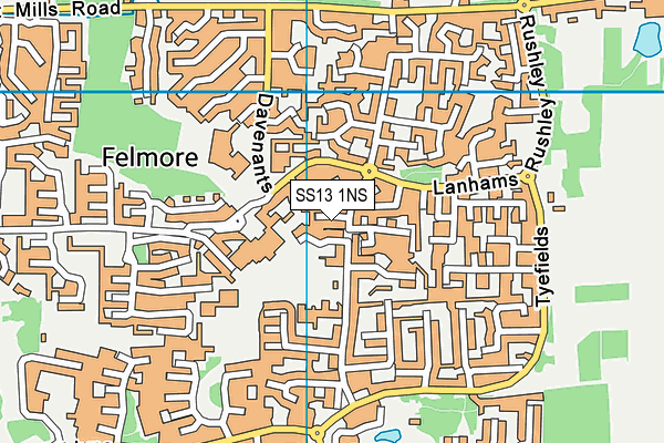 SS13 1NS map - OS VectorMap District (Ordnance Survey)