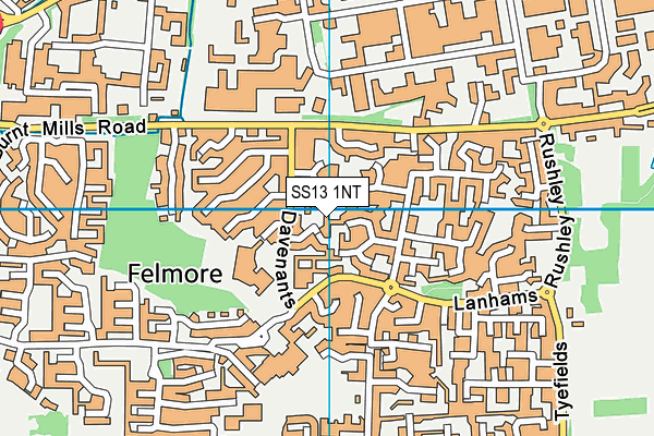 SS13 1NT map - OS VectorMap District (Ordnance Survey)